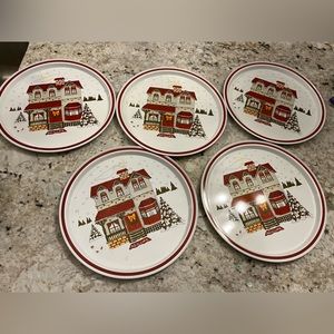vintage christmas tin plates